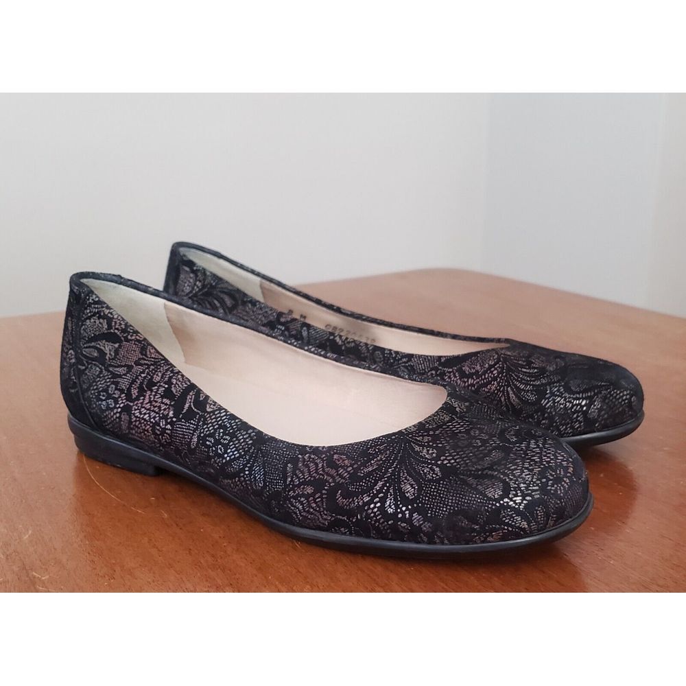 Sas Scenic Ballet Flats Black Lace 8M Floral‎